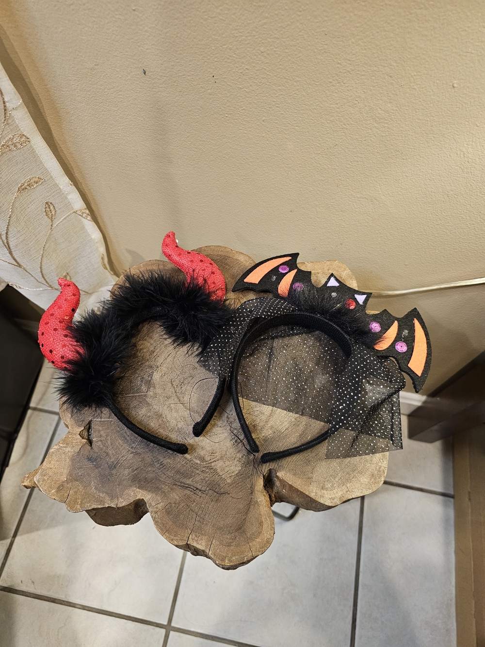 Spirit Red Devil Horns and Black Bat Headband Set